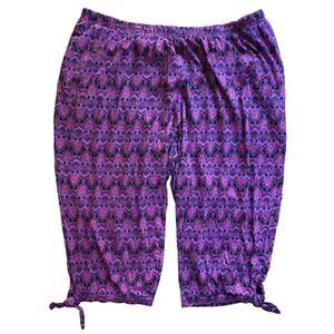Ulla Popken Capri Pajama Pants Indie Moroccan Sleep Loungewear Pockets-28/30